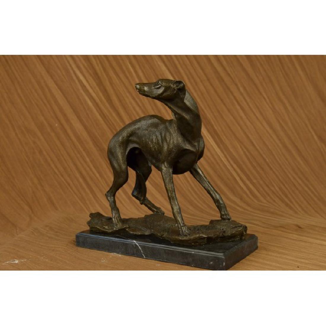 LARGE GREYHOUND WHIPPET GENUINE HOTCAST BRONZE STATUE (1 of 6)