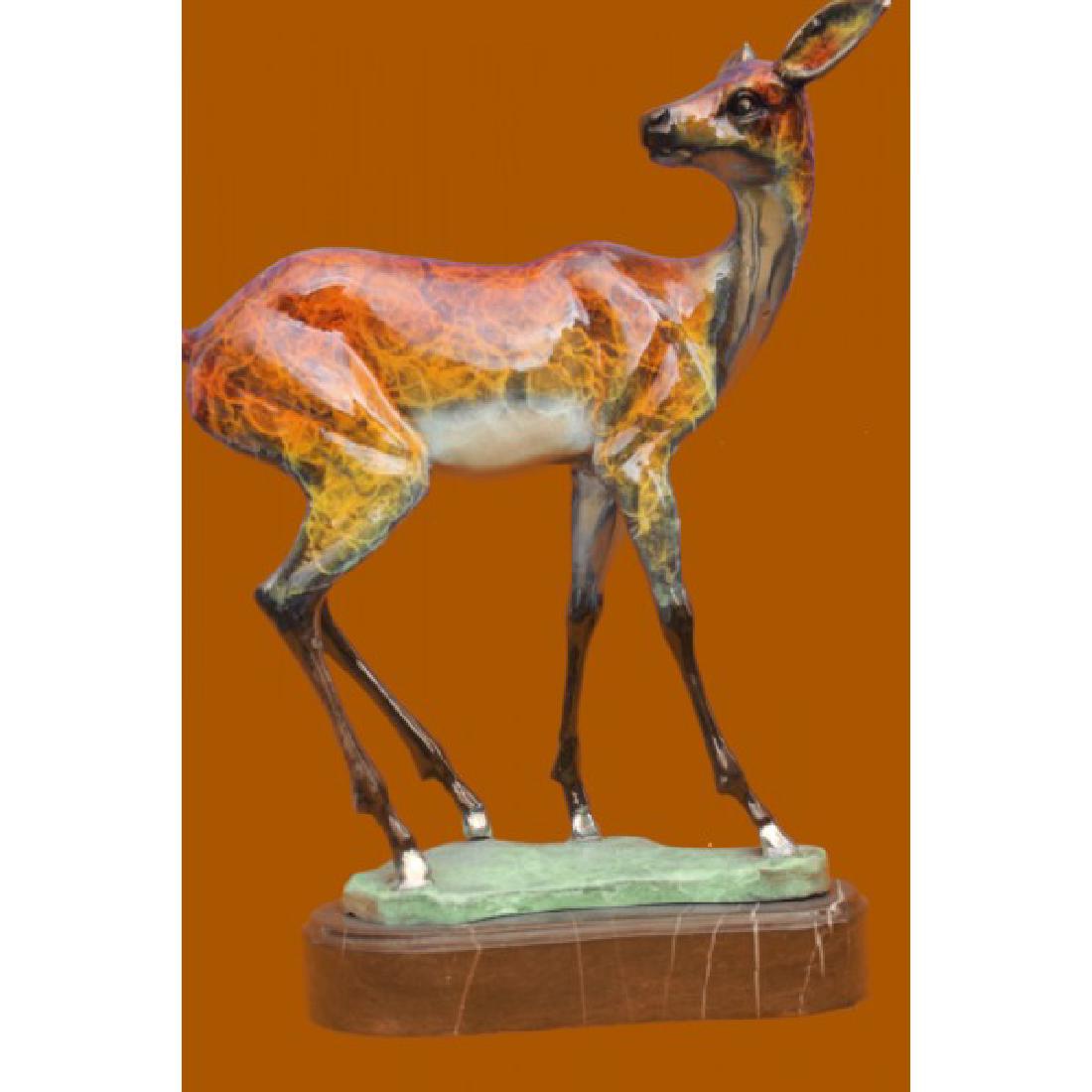 VIENNA BRONZE ART DECO DEER BRONZE STATUE SIGNED (1 of 6)