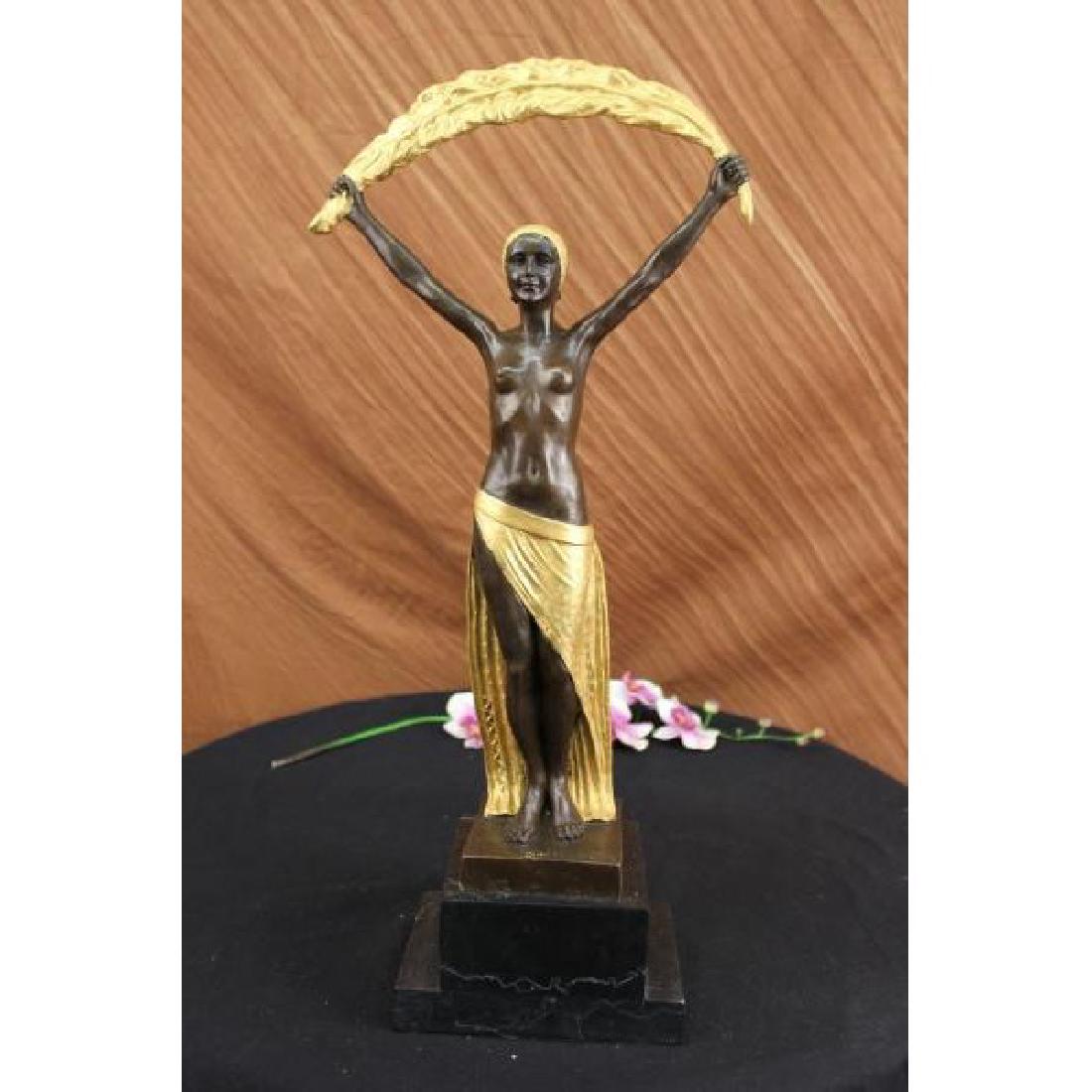 Signed~Chiparus~ Gold Patina Gilt Shawl Dancer Bronze (1 of 6)