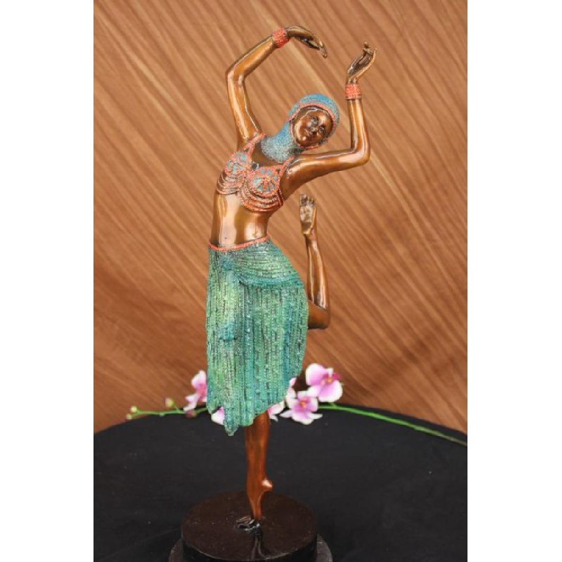 HND MADE REAL BRONZE MULTI COLOR GRACEFUL DANCER STATUE (1 of 6)
