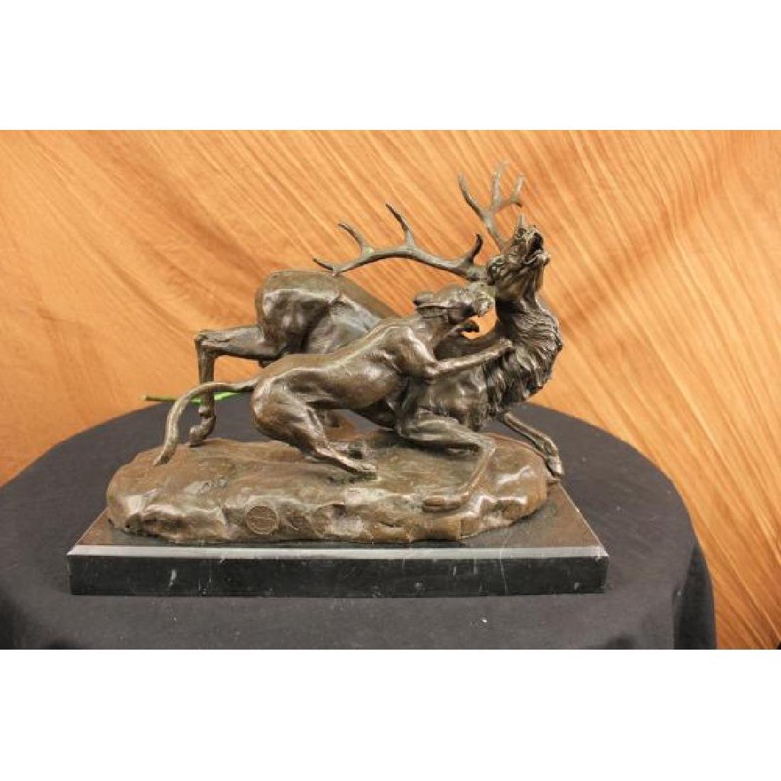 Large 40 Lbs Carl Kauba Lion Attacking Moose Bronze (1 of 6)