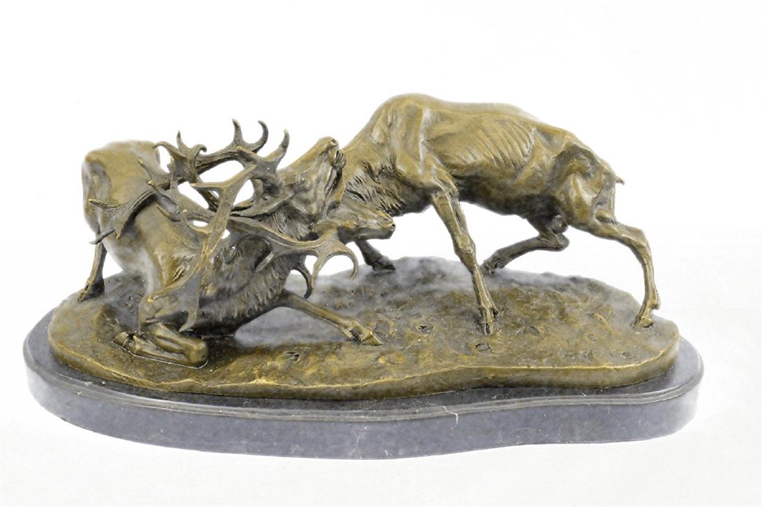 Elk Deer Bronze Sculpture on Marble Base Statue (1 of 9)