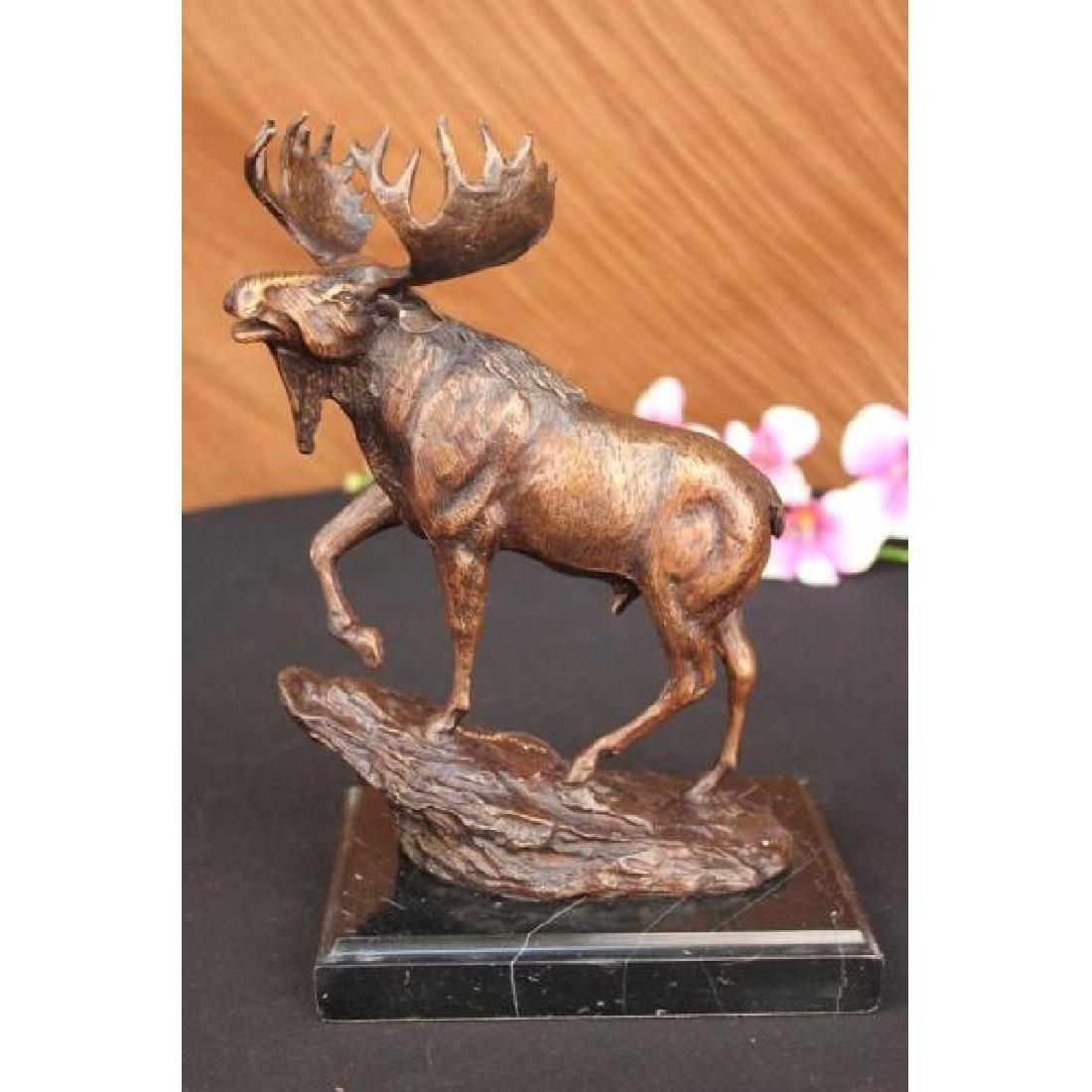 MOIGNIEZ MALE MOOSE HUNTING BRONZE SCULPTURE STATUE ART (1 of 6)