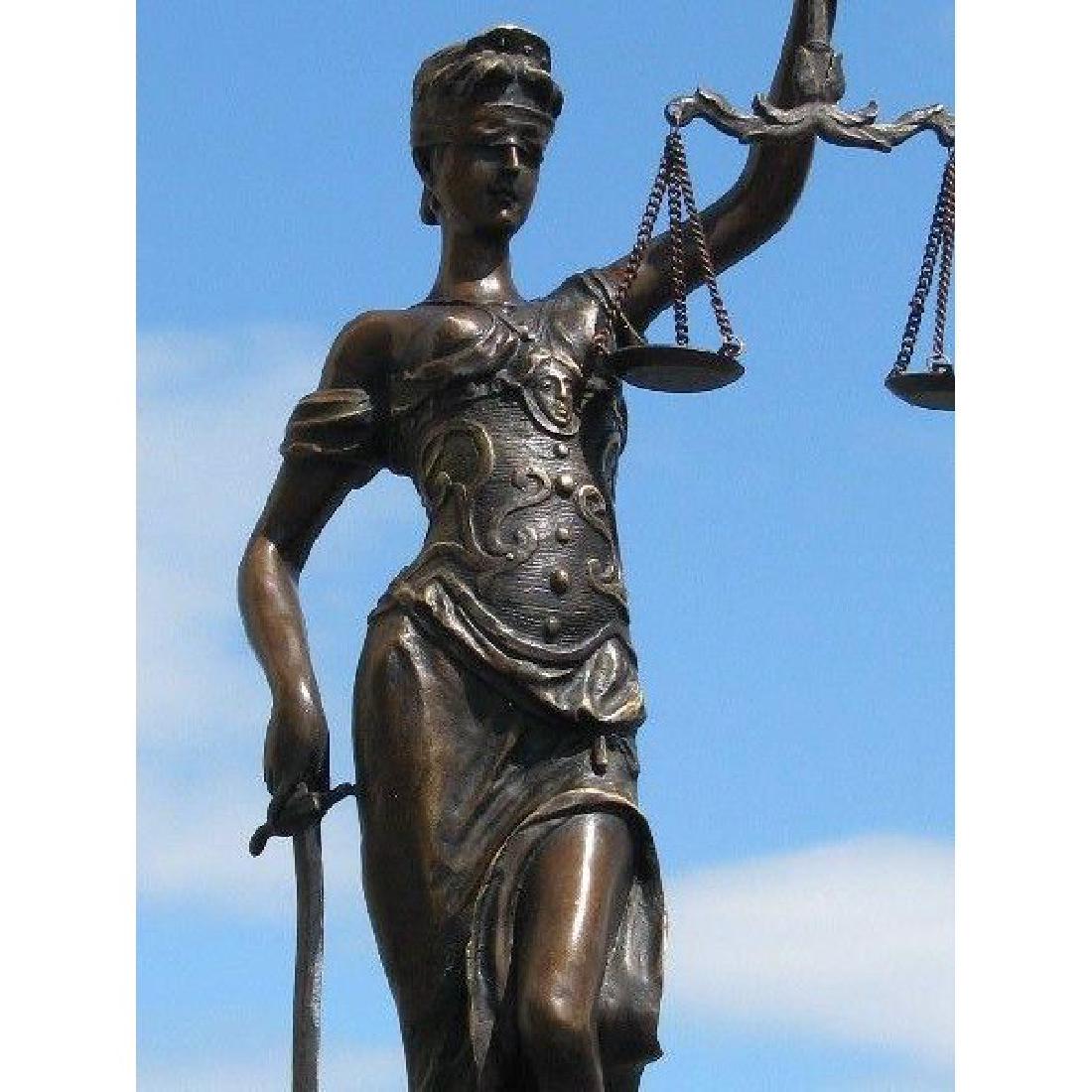 BRONZE BLIND JUSTICE LAW MARBLE STATUE LADY SCALE (1 of 6)