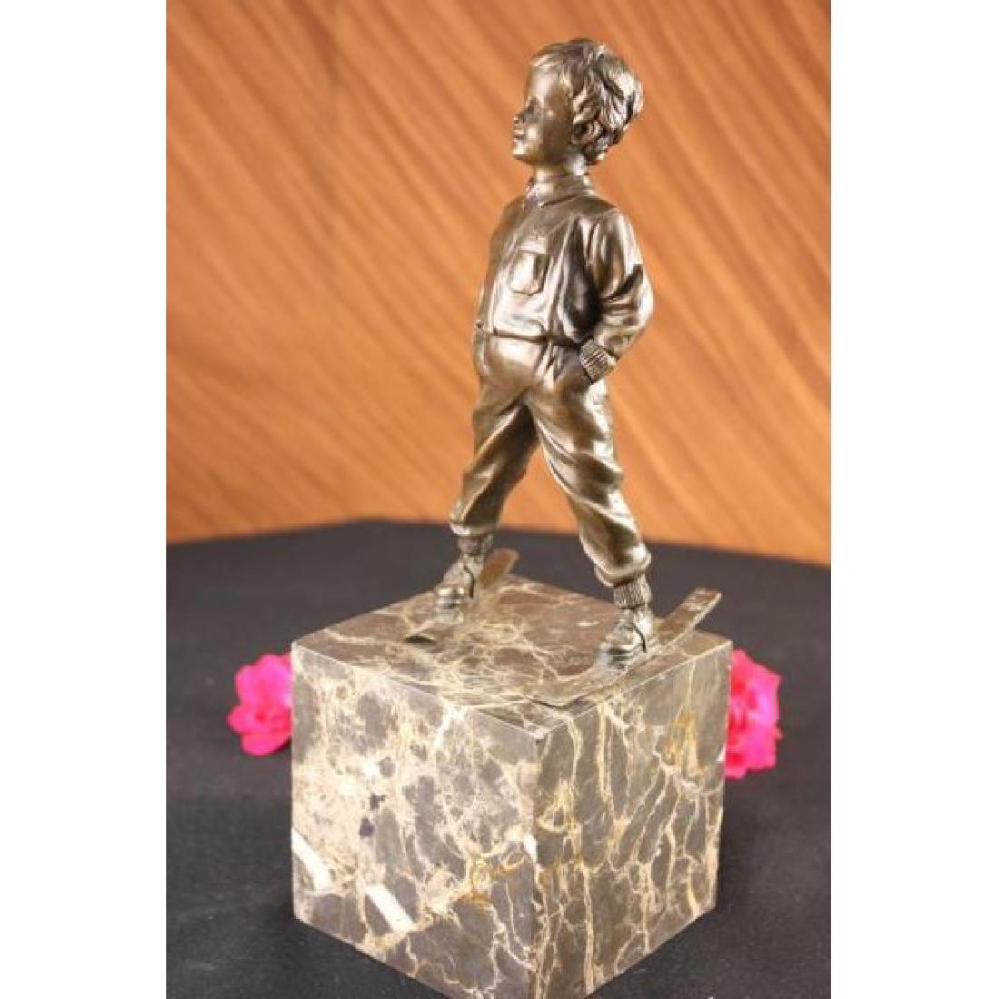 Art Deco Sport Ski Skiing Player Bronze Statue Book-End (1 of 6)