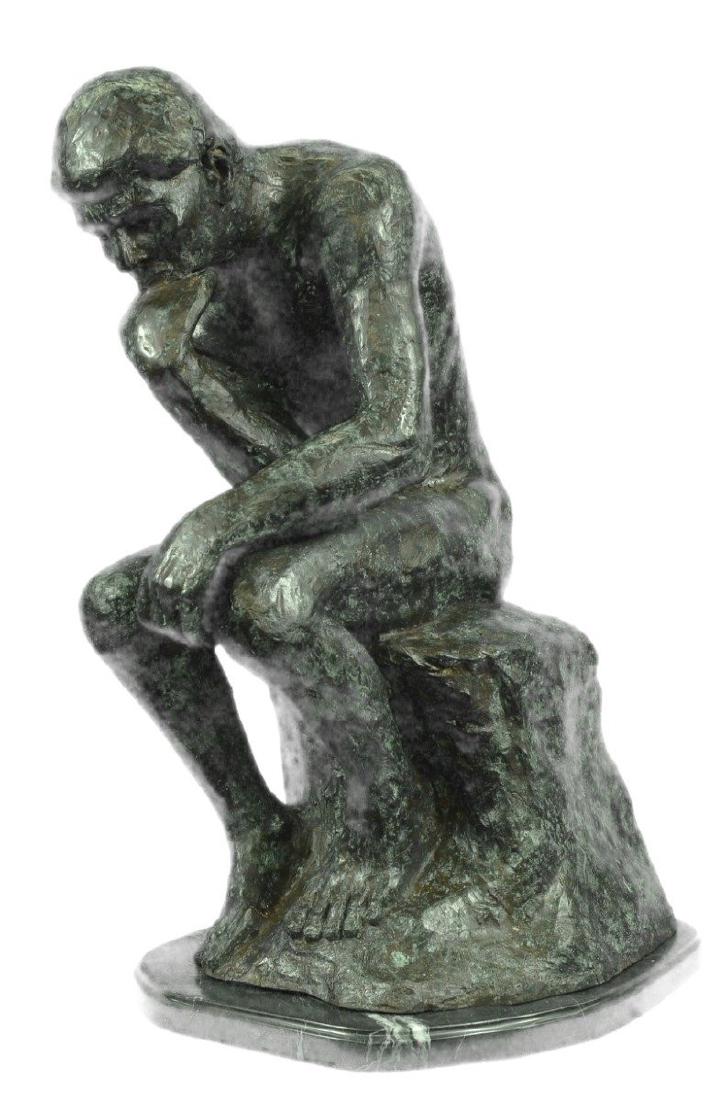 Thinker Famous Work Bronze Sculpture on Marble Base (1 of 9)