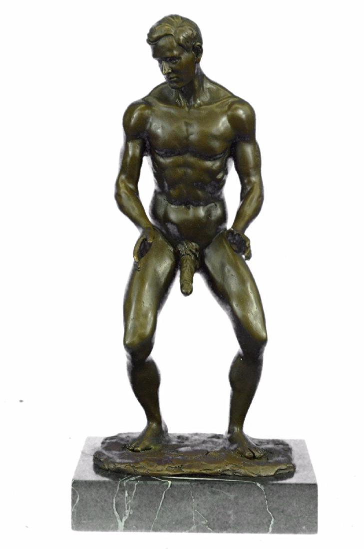 Collector Edition Love you This Much Bronze Statue: He boldly stands in the buff with a look of fearless determination.This proud gay man stretches his muscular arms in front of him and poses for his admirers. Proving he knows no shame he showcases how
