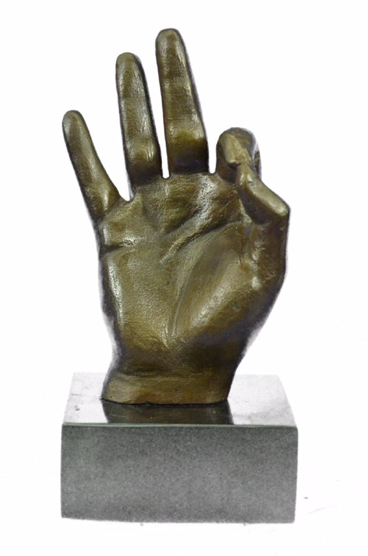 OK Gesture Sign Bronze Sculpture on Marble Base (1 of 8)