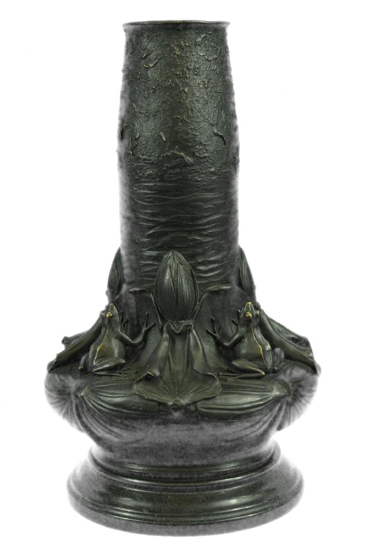 Handmade Old Handwork Bronze Frog Vase Figure (1 of 9)