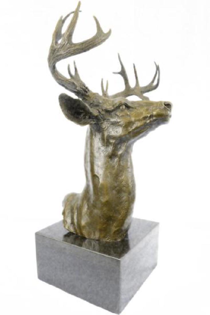 Elk Deer Stag Bust Bronze Statue (1 of 8)