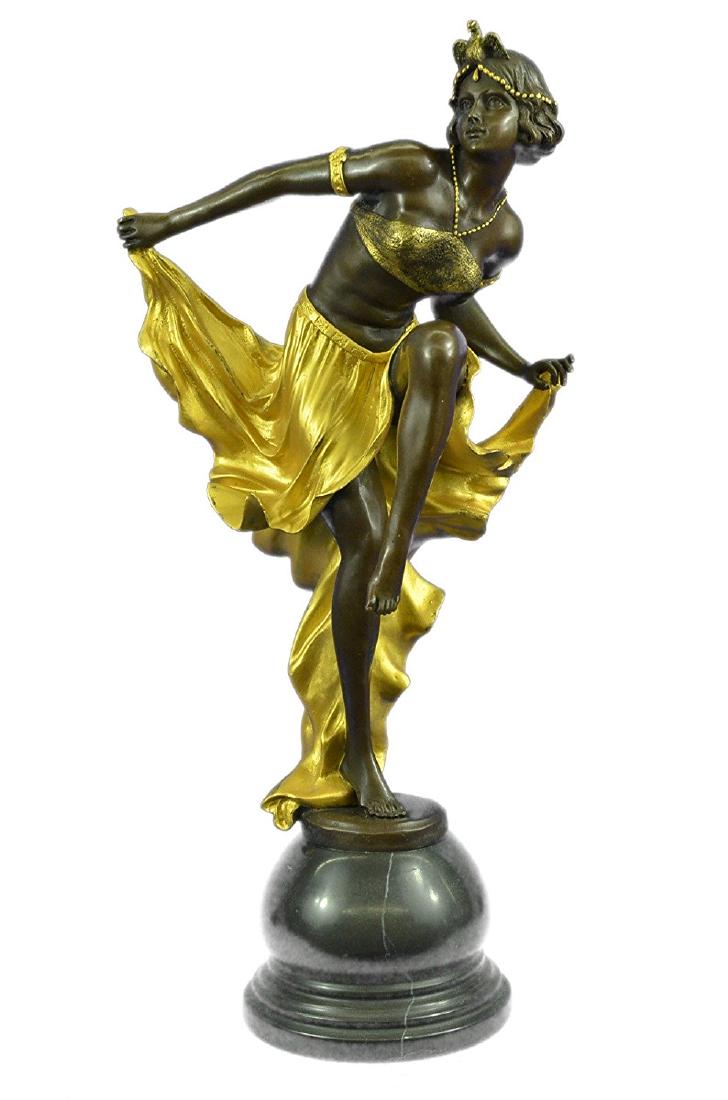 Gold Patina Bronze Sculpture on Marble Base Figurine (1 of 9)