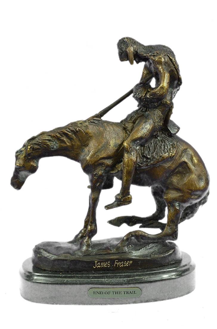 Indian Man with Spear on Horse Bronze Sculpture (1 of 9)