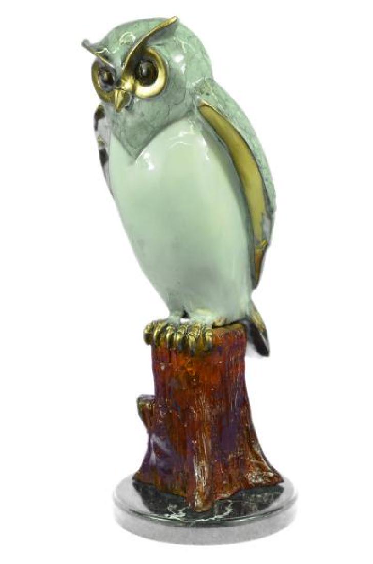 Screech Owl Bronze Sculpture on Marble Base Statue (1 of 8)