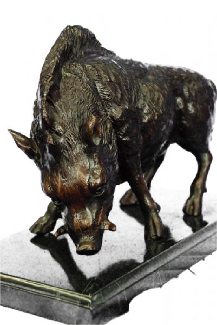 Wild Boar Bronze Sculpture on Marble Base Statue (1 of 8)