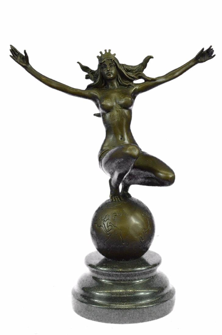 Sexy Tough Amazon Lady On Sphere Bronze Sculpture (1 of 9)