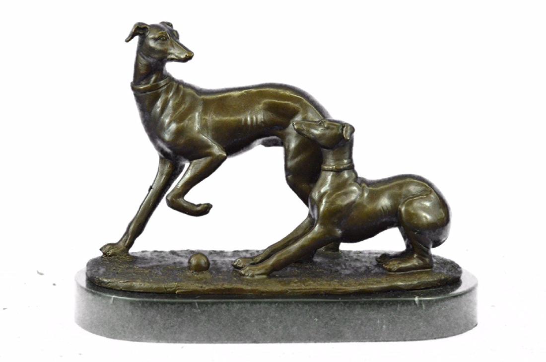 Two Greyhounds Playing Argente And Dore Bronze Statue (1 of 9)