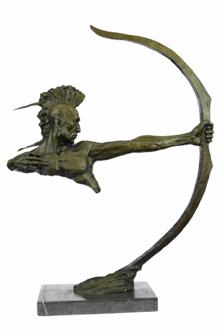 Indian Warrior With Bow and Arrow Bronze Sculpture (1 of 9)