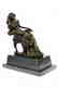 Lady Seating on Chair Bronze Sculpture on Marble Base - 5