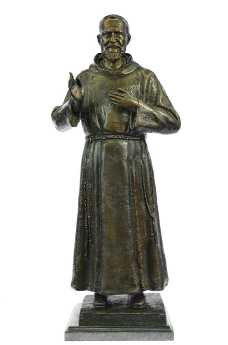 Saint Pio Italian Bronze Figurine on Marble Base (1 of 9)