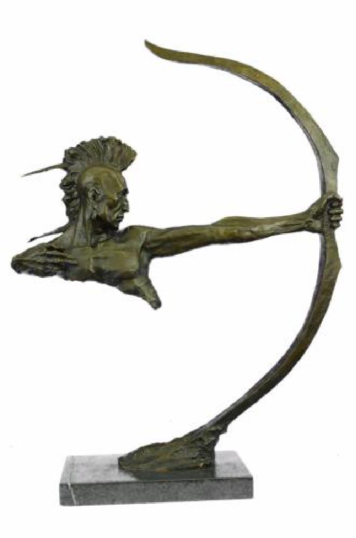 Indian Warrior With Bow and Arrow Bronze Sculpture (1 of 9)