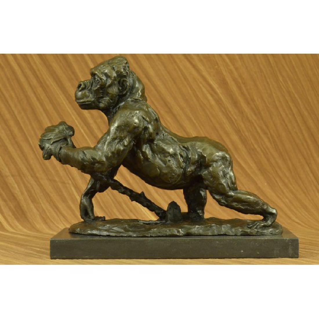 Gorilla Bronze Sculpture on Marble Base Statue (1 of 6)