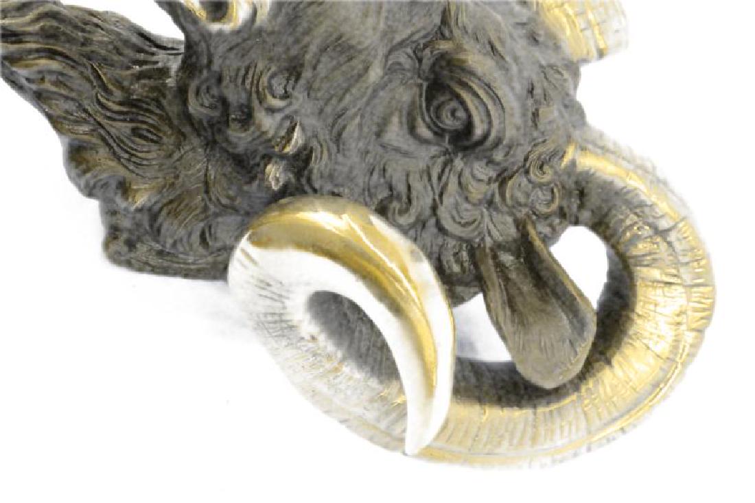 Mascot Ram Head Bronze Sculpture Marble Base Statue (1 of 6)