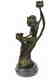 Art Nouveau Lady Candelabra Bronze Sculpture - 2