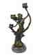 Art Nouveau Lady Candelabra Bronze Sculpture - 3