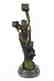 Art Nouveau Lady Candelabra Bronze Sculpture - 4