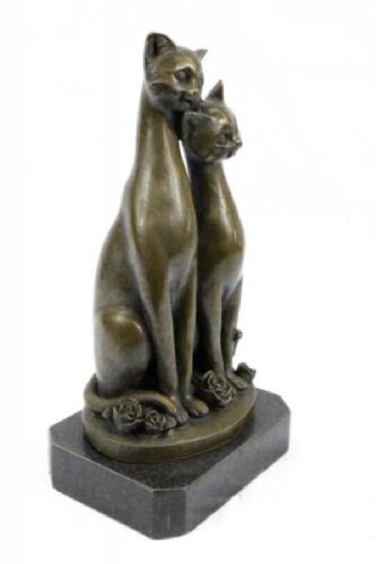 Two Cat Sculpture Bronze Figurine on Marble Base (1 of 9)