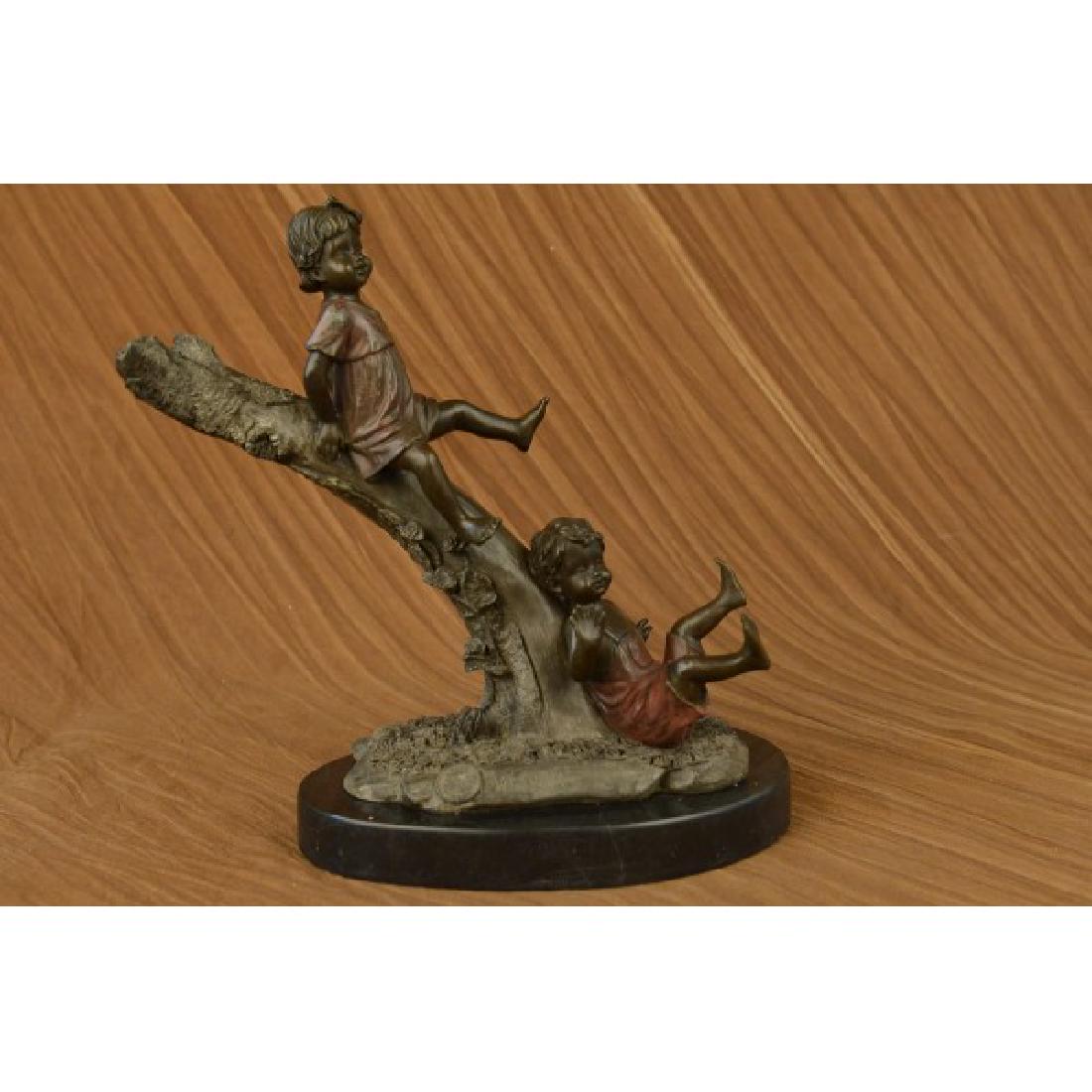 Art Taylor Home Decor Children on Tree Bronze Sculpture (1 of 6)