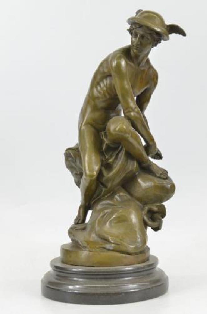 Mercury Bronze Statue on Marble Base Sculpture (1 of 5)