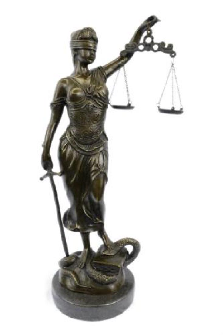 Blind Justice Lady Bronze Sculpture on Marble Base (1 of 9)