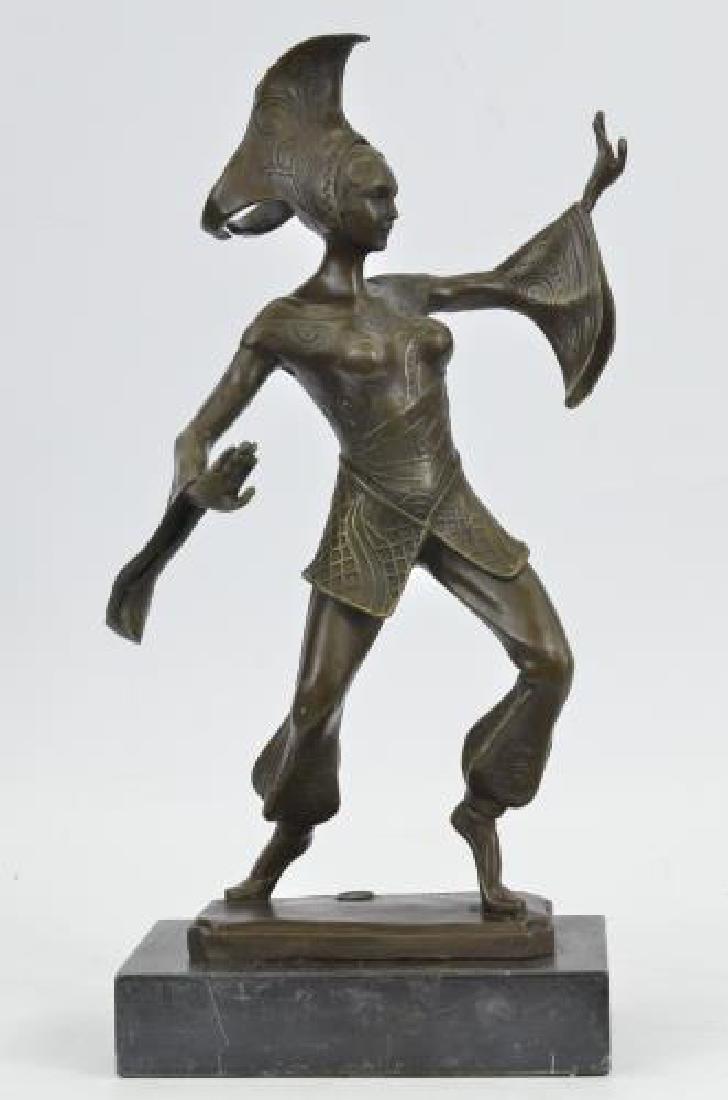 Dancer Bronze Statue on Marble Base Sculpture (1 of 6)