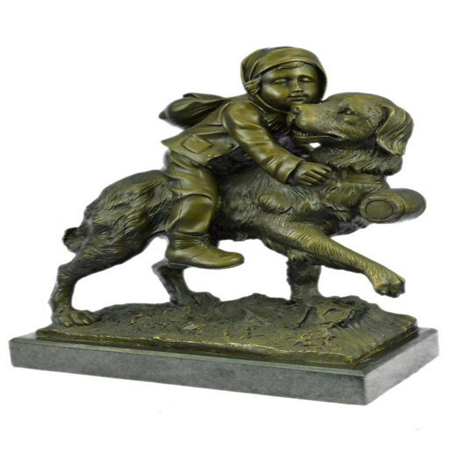 Bernard Bronze Sculpture On Marble Base Statue
