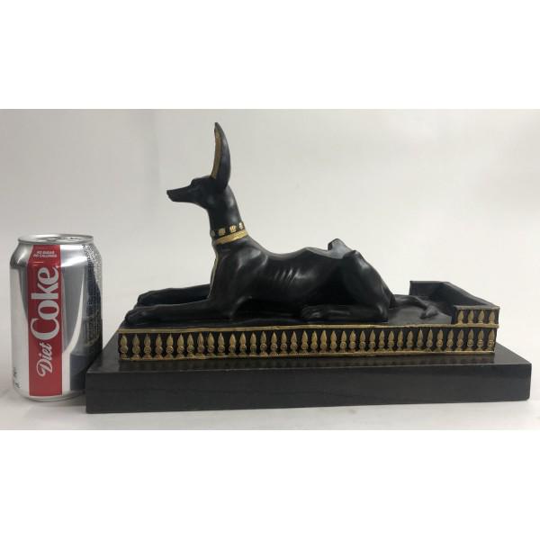 Egyptian Anubis Jackal Bust on Plinth Bronze Sculpture (1 of 6)