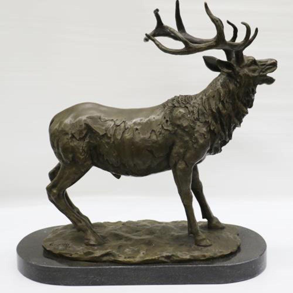 Elk Deer Stag Hunter Wildlife Bronze Statue (1 of 6)