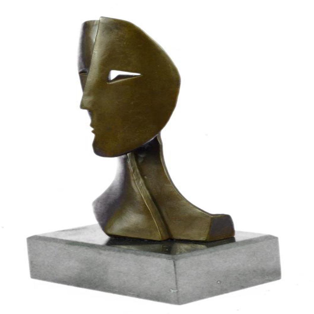 Depicting Two Faces Mask Modern Bronze Sculpture (1 of 9)