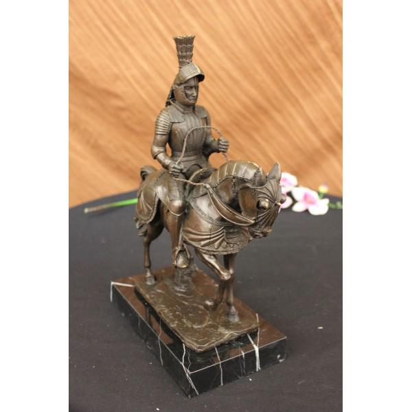 Knight Warrior Bronze Statue on Marble Base Sculpture: Ladies, have you always dreamed of having a Knight in Shining Armor sweep you off of your feet? Gentlemen, do you long for adventure and wish that you were battling fire breathing dragons rather than