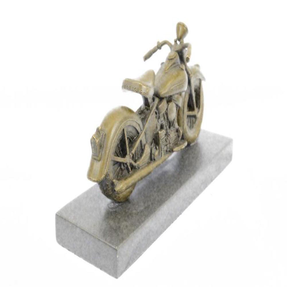 Harley Davidson Motorcycle Bronze Sculpture: The most popular motorcycle of all time Harley Davidson, captured in the age-old tradition of heroic bronze. Individually cast in solid bronze, Finished by hand in rich patinas. This brown patina scul