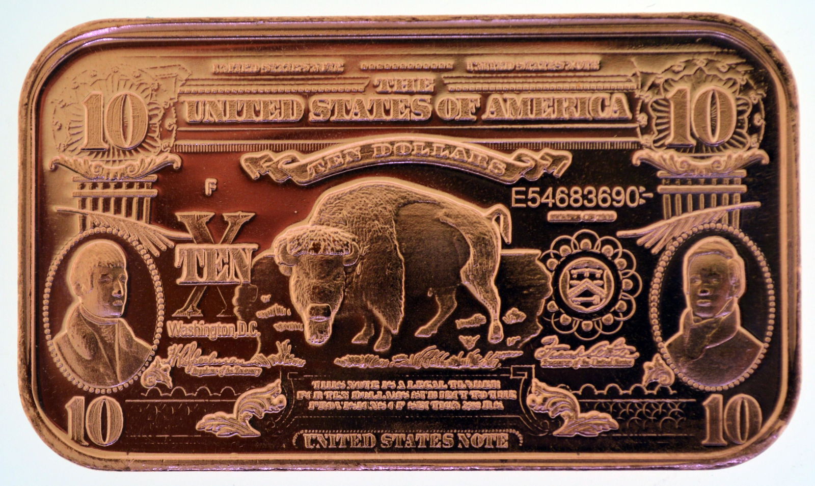 $10 Bison Note 1 oz Copper Bar (1 of 2)