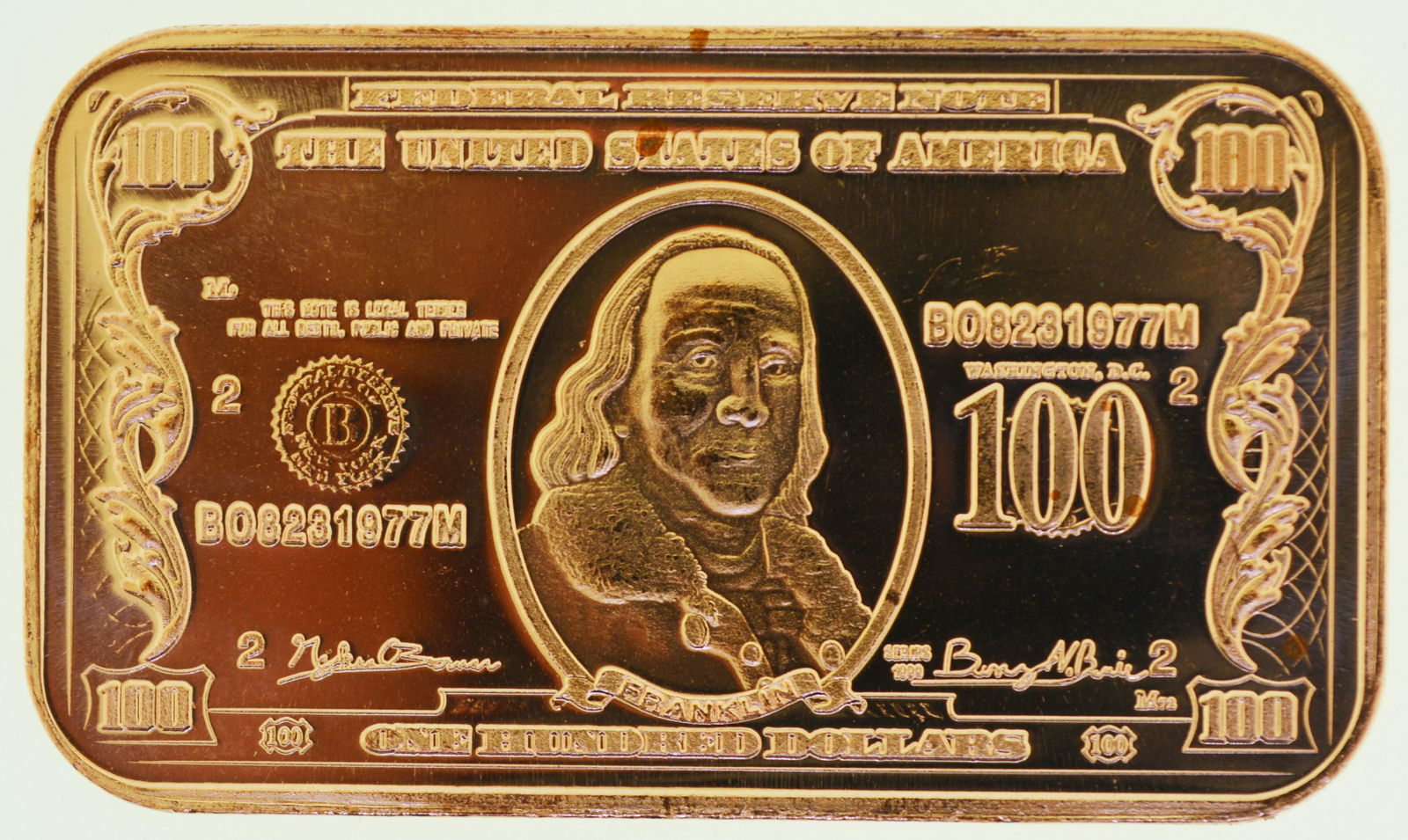 Benjamin Franklin of 1 oz .999 Copper Bars (1 of 2)