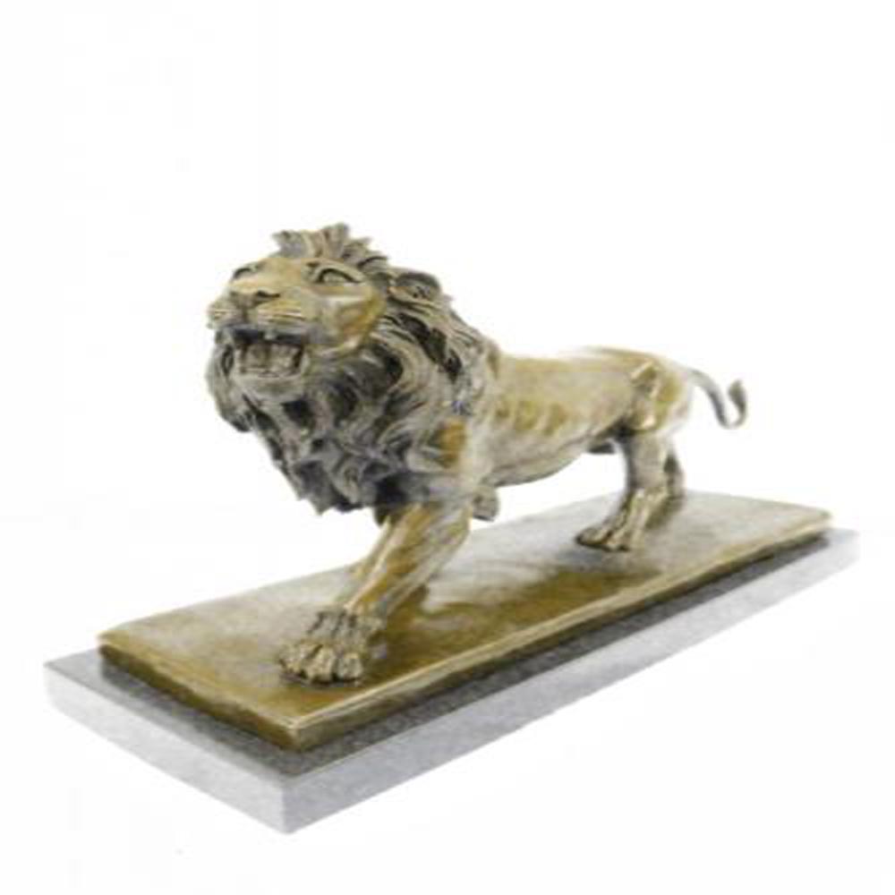 African Lion Bronze Sculpture on Marble Base Figure (1 of 8)