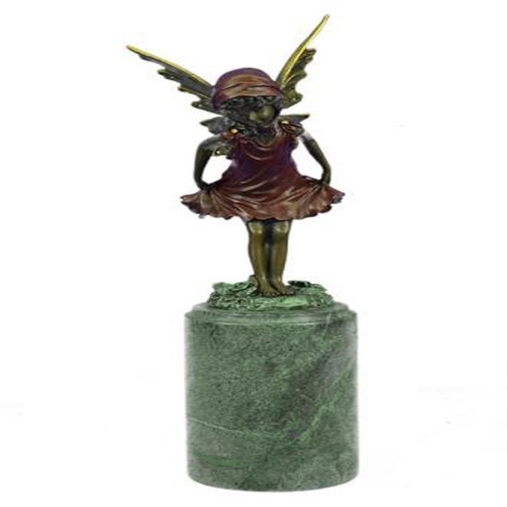 Gold Patina Guardian Butterfly Angel Bronze Figure (1 of 9)