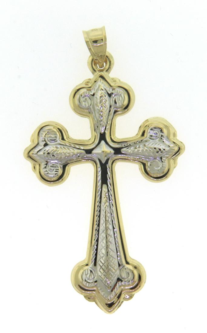 Religious Two Tone Gold Cross Pendant (1 of 4)
