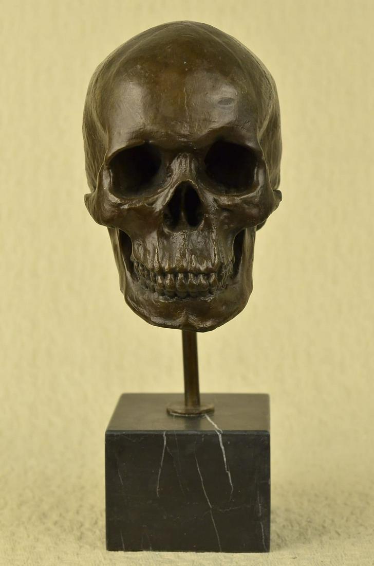 Skeleton Head Bust Halloween Bronze Sculpture (1 of 8)