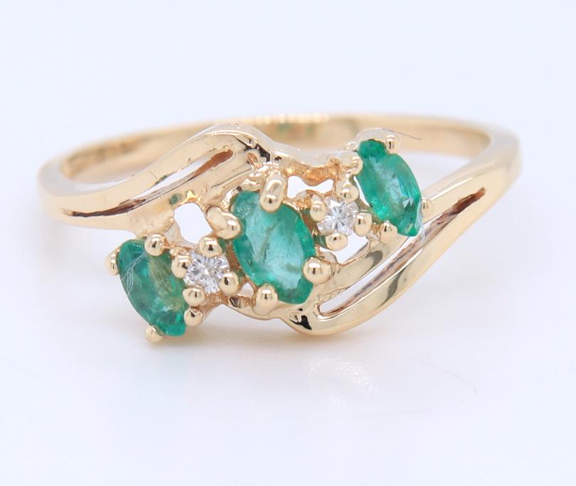 Fabulous Yellow Gold Marquoise Emerald and Diamond Ring (1 of 4)