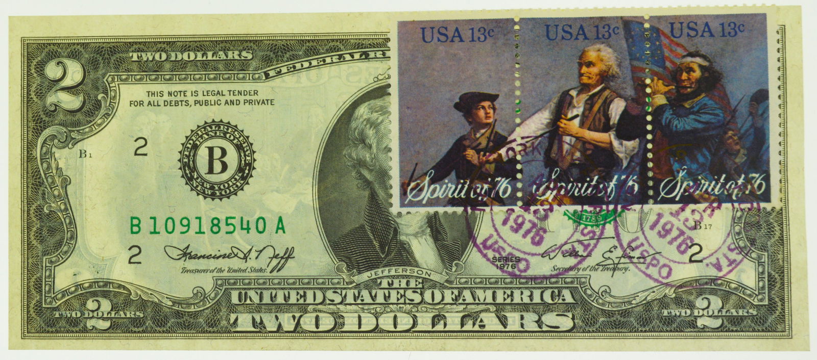 1976 Two Dollar Bill With 13-April 1976 Cancellation Stamps: 1976 Two Dollar Bill With 13-April 1976 Cancellation Stamps.