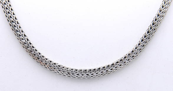 John Hardy Sterling Silver Woven Necklace: John Hardy 925 Sterling Silver Woven 14 inches Necklace. Total weight of Necklace 32.70 Grams.