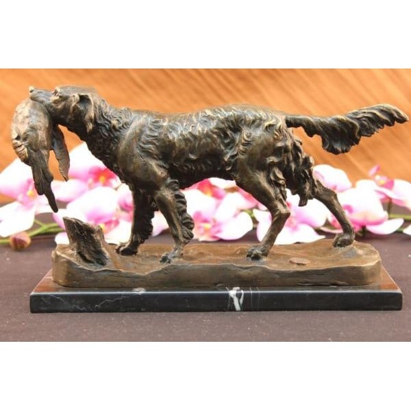 Hunting Dog with Quail Bronze Sculpture (1 of 6)